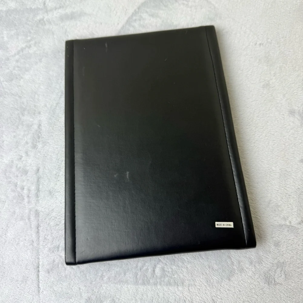 Folding Black Faux Leather Jewelry Storage Folding Case Satin Interior